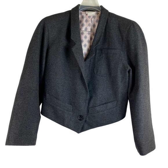 Vintage Bandberger Wool Blend Blazer Jacket Size 4 Dark Gray Classic Luxury 80's - Picture 1 of 4
